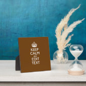 Plaque Photo Restez calme et votre texte Brown (Insitu)
