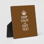 Plaque Photo Restez calme et votre texte Brown (Recto)