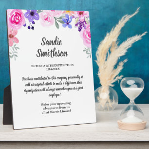 Plaque Photo retirement gift for boss, employee, long service