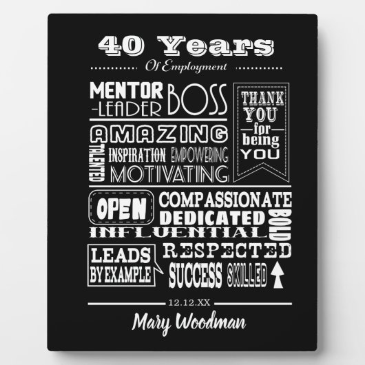 Plaque Photo retirement gift for boss, employee, long service (Devant)