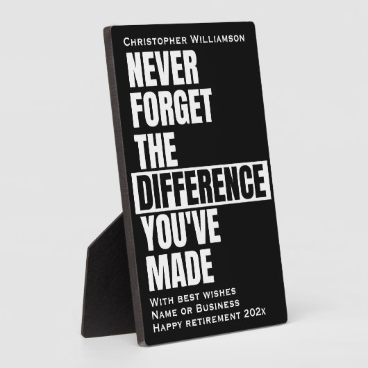 Plaque Photo Retirement Typographic Never Forget Quote (Côté)