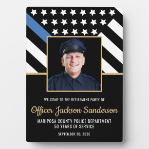 Plaque Photo Retraite de la police Ligne bleue Drapeau de la ph