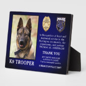 Plaque Photo Retraite de l'unité canine de police Officier Chie (Côté)