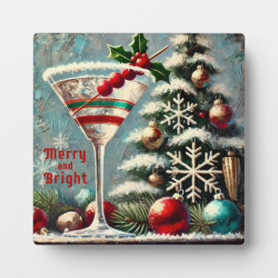 Plaque Photo Retro 50 Cranberry Snowflake Noël Martini