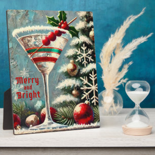 Plaque Photo Retro 50 Cranberry Snowflake Noël Martini