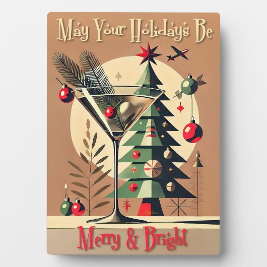 Plaque Photo Retro 50s Jet Set Christmas Tree Martini (Devant)