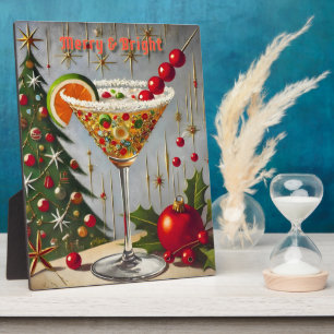 Plaque Photo Retro années 50 Cocktail de bonbons de Noël Merry
