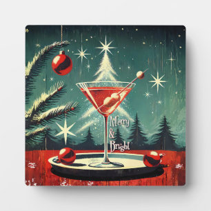 Plaque Photo Retro années 50 Flocons de neige Noël Martini Arbr