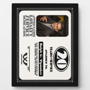 Plaque Photo Rétro employé 20 ans de service