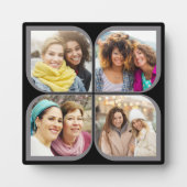 Plaque Photo Retro Pinwheel Fleur Pétale 4 Photo Collage noir (Devant)