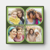 Plaque Photo Retro Pinwheel Fleur Pétale 4 Photo Collage Vert (Devant)
