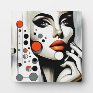 Plaque Photo Retro Pop Diva : Elégance géométrique Art Abstrait