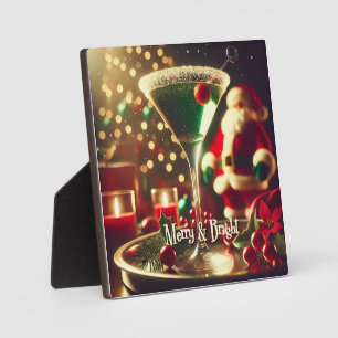 Plaque Photo Retro Santa Noël Martini verte des années 50
