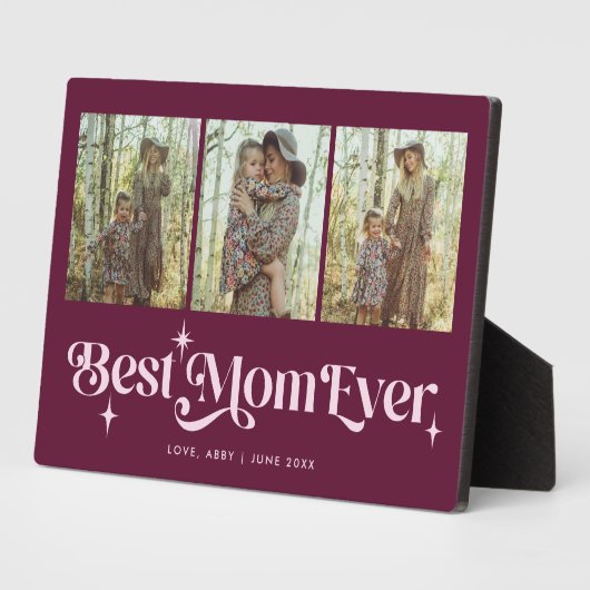 Plaque Photo Retro Stars Cranberry Meilleure Maman Jamais Colla (Côté)