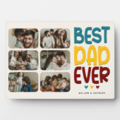 Plaque Photo Retro Vibe 'Meilleur Papa Jamais' 6 Photo Collage (Devant)