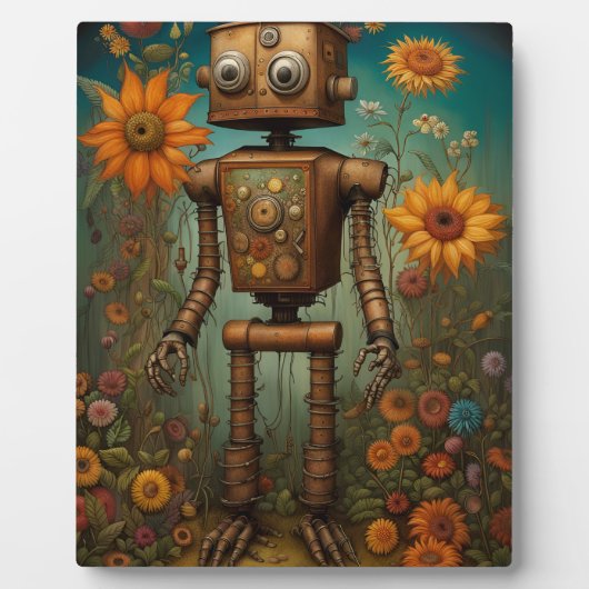 Plaque Photo Robot Whimsical Garden | Tablette Art numérique (Devant)