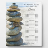 Plaque Photo Rock Stack Cairn Spa Salon Services Menu (Devant)