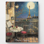 Plaque Photo Romantic Paris France Eiffel Tower Illustration (Devant)