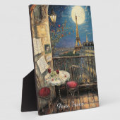 Plaque Photo Romantic Paris France Eiffel Tower Illustration (Côté)