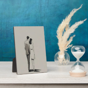 Plaque Photo Romantique Couple minimaliste Ligne Art