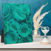 Plaque Photo Romantique élégant turquoise - roses verts (Côté)