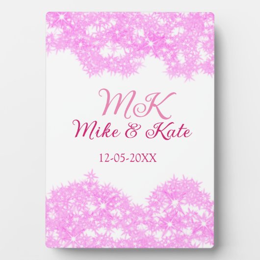 Plaque Photo rose ajouter nom de couple date monogramme parties (Devant)