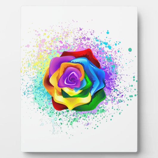 Plaque Photo Rose arc-en-ciel colorée (Devant)