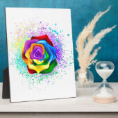 Plaque Photo Rose arc-en-ciel colorée (Côté)