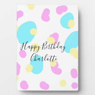 Plaque Photo Rose bleu jaunejoyeux anniversaire enfants formes