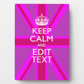 Plaque Photo Rose Chaud - Garder le calme Modifier le texte Uni (Devant)