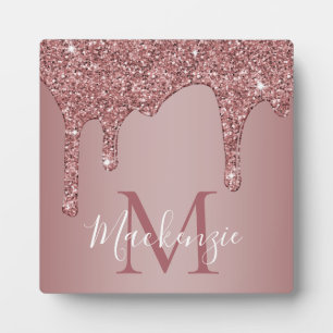 Plaque Photo Rose Gold Sparkle Glam Parties scintillant Monogra