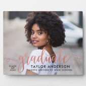 Plaque Photo Rose moderne Gold Script Graduate Photo Graduate (Devant)