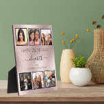 Plaque Photo Rose or anniversaire photo collage meilleurs amis<br><div class="desc">Un cadeau d'amis pour le 21e anniversaire d'une femme (ou tout âge), célébrant sa vie avec un collage de 6 de vos photos d'elle, de ses amis, de sa famille, de son intérêt ou de ses animaux de compagnie de haute qualité. Personnalisez et ajoutez son nom, son âge de 21...</div>