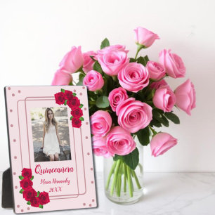 Plaque Photo Rose Quinceañera
