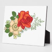Plaque Photo Rose rouge et marguerites (Côté)