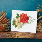Plaque Photo Rose rouge et marguerites (Côté)
