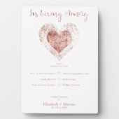 Plaque Photo Rose tendance Gold Heart Love Memory Table Mariage (Devant)