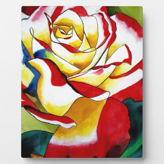 Plaque Photo Rose thé aquarelle peinture originale Fleur (Devant)