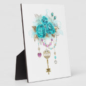 Plaque Photo Roses turquoise avec touches (Côté)