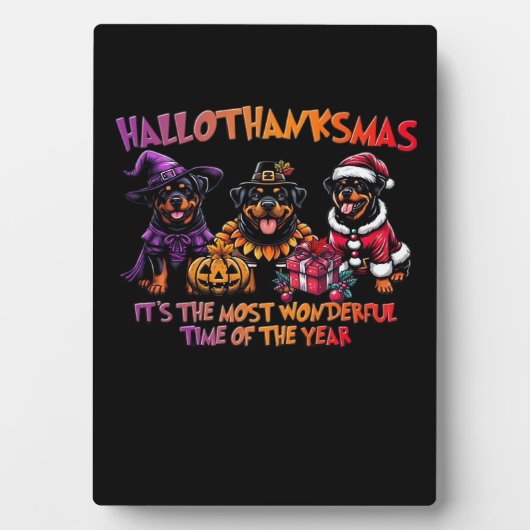 Plaque Photo Rottweiler Halloween Thanksgiving Noël Classi (Devant)