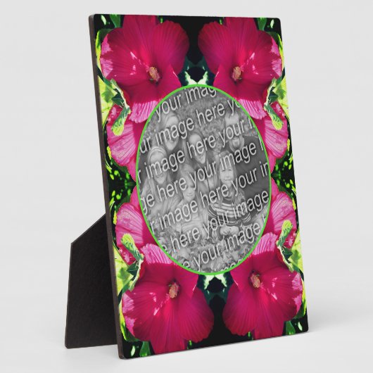 Plaque Photo Rouge Hibiscus Fleurs Ajouter Votre Photo (Côté)