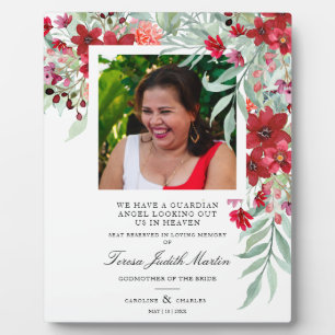 Plaque Photo Rouge Shades Botanique Floral Garland traditionnel