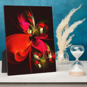 Plaque Photo Rouge Vert Floral Moderne Art Abstrait Motif #02
