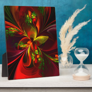 Plaque Photo Rouge vert moderne Floral Abstrait Art Motif #05