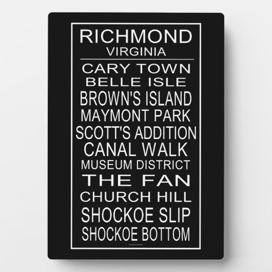 Plaque Photo Rouleau d'autobus de Richmond Virginia (Devant)
