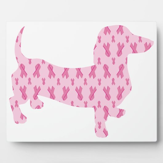 Plaque Photo Ruban rose Dachshund pour cancer (Devant)
