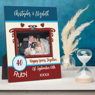 Plaque Photo Ruby 40 ans anniversaire ajouter des noms photo bl