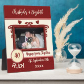 Plaque Photo Ruby 40 ans anniversaire ajouter noms photo rouge (Côté)