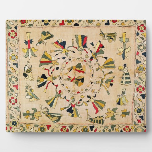 Plaque Photo Rumal : square embroidery cover showing punjabi da (Devant)