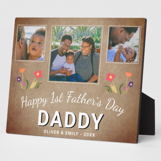 Plaque Photo Russe 1er Père`s Day Papa Keepsaké 3 Photo (Côté)